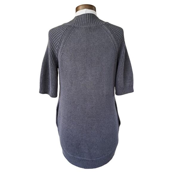 Theory Mari New Malaga Chunky Linen Cardigan Sweater Short Sleeve Gray - Picture 3 of 9